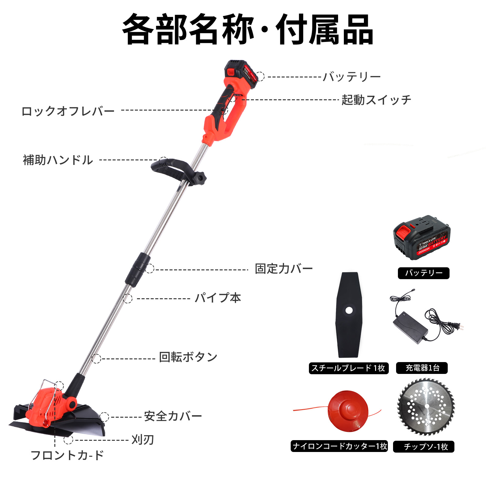 充電式草刈り機 高効率ブラシレスモーター 刈払機 電動 エンジン式 除草軽量 庭 園芸 雑草 刈払機 充電 軽量 安全 無線 替刃3種類 角度調整 1年保証 送料無料 PSE認証 バッテリー付き