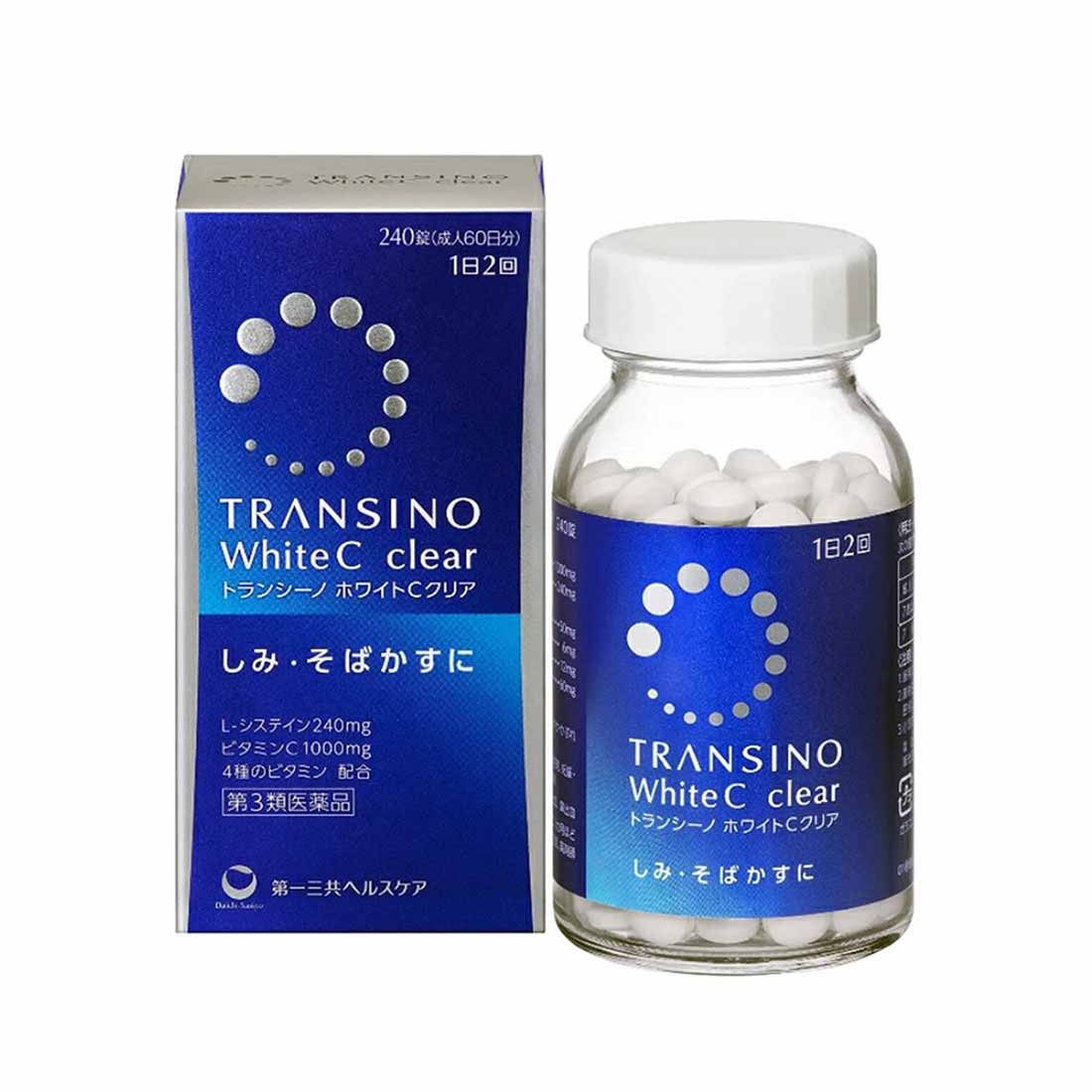L-システイン、ビタミンCが、しみ、そばかす、日やけによる色素沈着を緩和する<br> 【送料無料】トランシーノ ホワイトCクリア 240錠【第3類医薬品】<br>